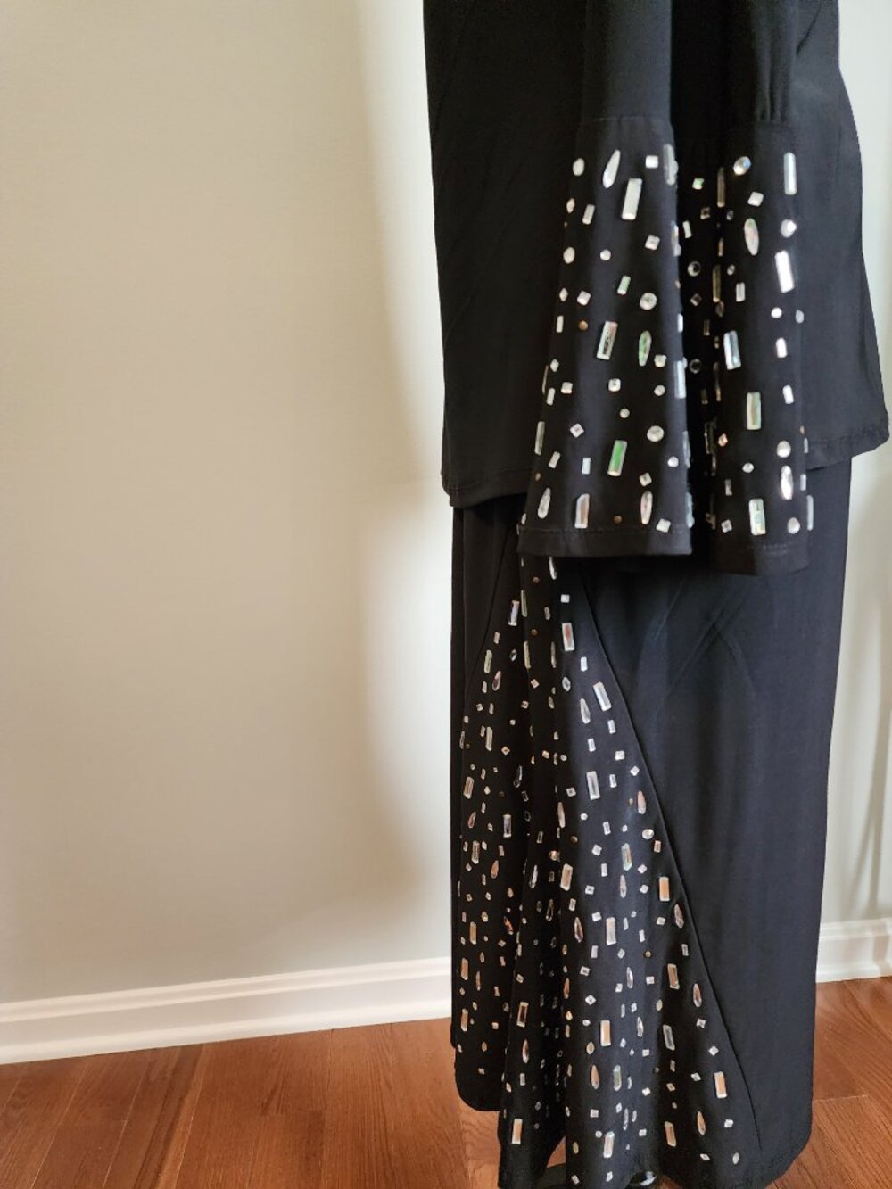 Black Crystal Accented Top and Skirt set - Picture 6 of 16